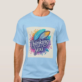 Thinking of You Feathers Design Mannen Tshirt