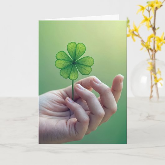 Thinking of You Four-Leaf Clover Kaart (Gele Bloem)