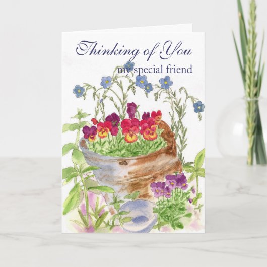 Thinking of You Friend Flower Bouquet Card Kaart (Voorkant)