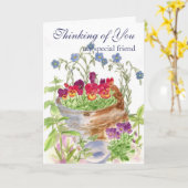 Thinking of You Friend Flower Bouquet Card Kaart (Gele Bloem)