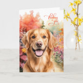 Thinking of You Golden Retriever Dog Garden Path Kaart (Gele Bloem)