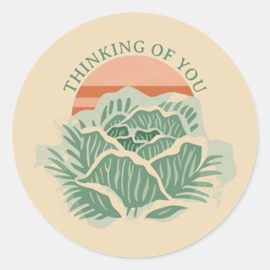 Thinking of You Green Lettuce Flower Envelope Seal Ronde Sticker (Voorkant)