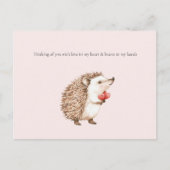 Thinking of you Hedgehog Hearts in Hands Briefkaart (Voorkant)