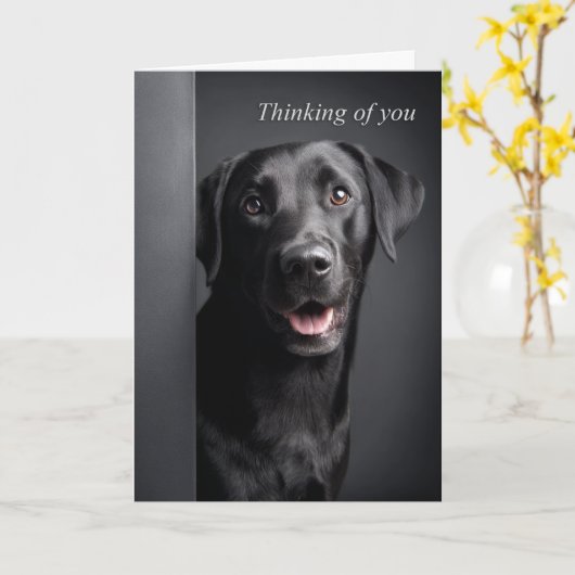 Thinking of You Labrador Retriever Kaart (Gele Bloem)