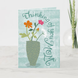 Thinking of You Mom – Bright Floral Abstract Kaart