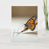 Thinking of You Monarch Butterfly On a Pencil Kaart (Voorkant)
