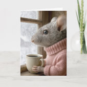 Thinking of You Mouse With a Cup of Coffee Kaart (Voorkant)