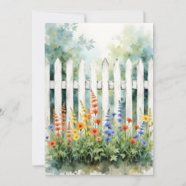 Thinking of You Picket Fence with Flowers Flat Kaart