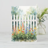 Thinking of You Picket Fence with Flowers Flat Kaart (Staand voorkant)