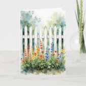 Thinking of You Picket Fence with Flowers Kaart (Voorkant)