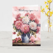 Thinking of You Pink and White Chrysanthemums Kaart (Gele Bloem)