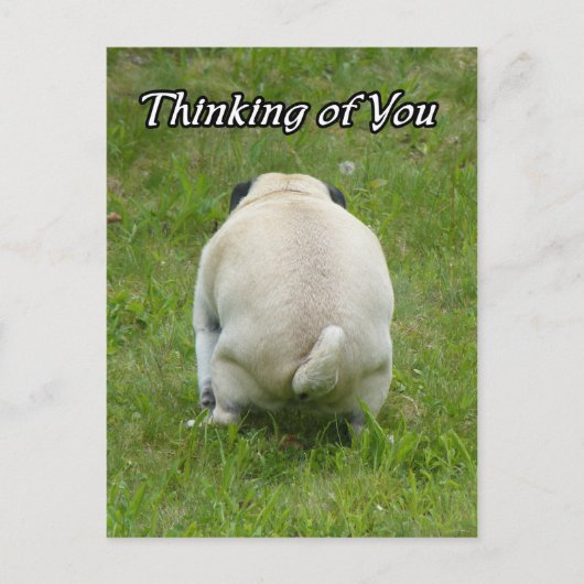 Thinking of You Pug Going the Bathroom Briefkaart (Voorkant)