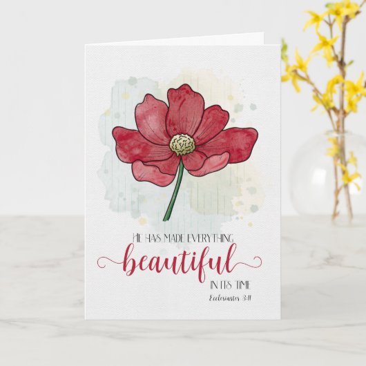 Thinking of You Scripture Waterverf Flower Kaart (Gele Bloem)