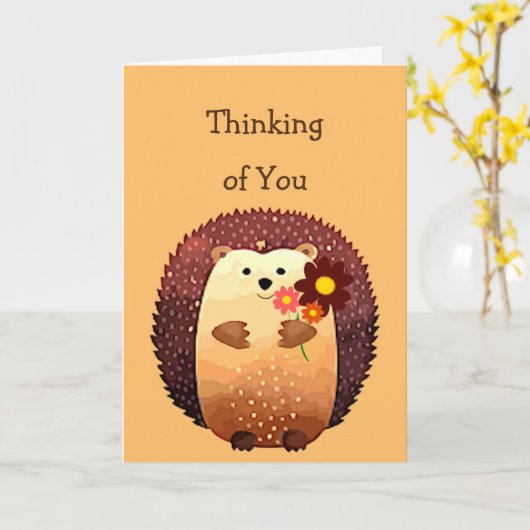 Thinking of You Sending a Hedgehog Hug Hedgehug Kaart (Gele Bloem)