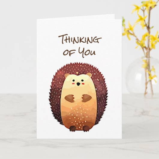 Thinking of You Sending a Hedgehog Hug Hedgehug Kaart (Gele Bloem)