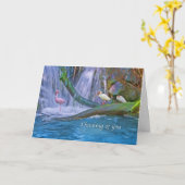 Thinking of You, Tropical Waterfall, Birds Kaart (Gele Bloem)