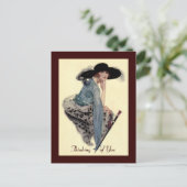 Thinking of You Twwards Glamour Postcard Briefkaart (Staand voorkant)