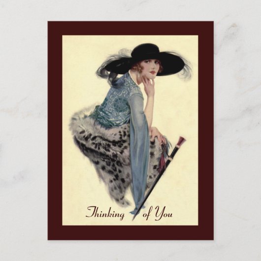 Thinking of You Twwards Glamour Postcard Briefkaart (Voorkant)