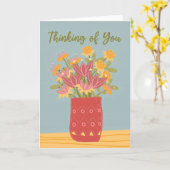 Thinking of You Vase of Flowers Kaart (Gele Bloem)