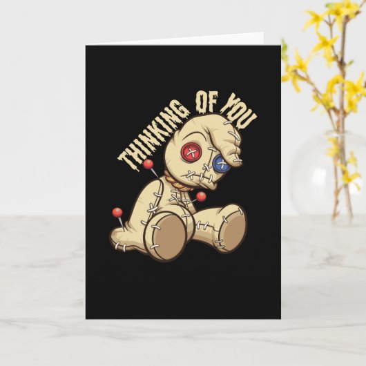 Thinking Of You Voodoo Doll Voodoo Kaart (Gele Bloem)