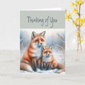 Thinking of You Vossen Dier Wildlife Natuur Kunst Kaart (Gele Bloem)