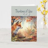 Thinking of You Vossen Dier Wildlife Natuur Kunst Kaart (Gele Bloem)