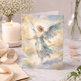Thinking of You Watercolor Angel Sympathy Kaart