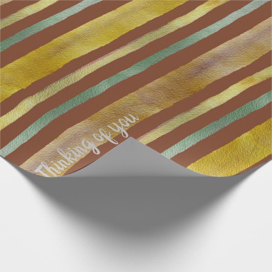 Thinking of you Watercolor stripes Cadeaupapier (Hoek)