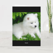 Thinking of You White Samoyed Puppy Dog Pink Card Kaart (Achterkant)