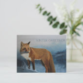 Thinking Of You Winter Fox Postcard Briefkaart (Staand voorkant)