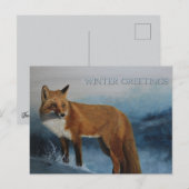 Thinking Of You Winter Fox Postcard Briefkaart (Voorkant / Achterkant)