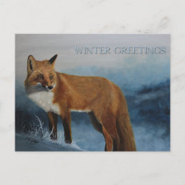 Thinking Of You Winter Fox Postcard Briefkaart