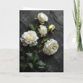 Thinking of You - Witte Rozen condoleancekaart Kaart (Achterkant)