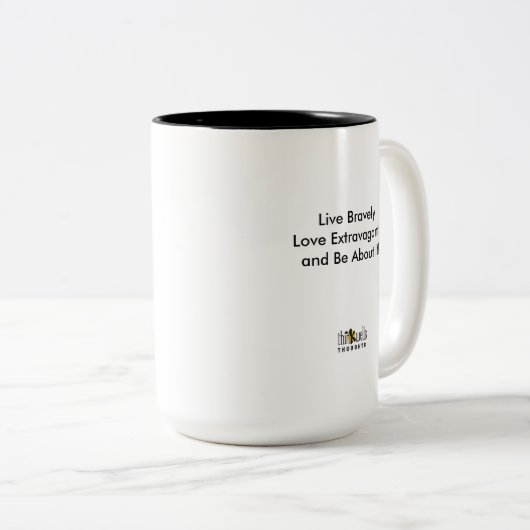 Thinkwells Thoughts- Tad Conner edition Tweekleurige Koffiemok (Voorkant rechts)