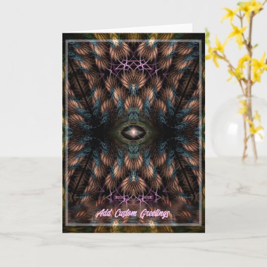 Third Eye Fractal Art Wenskaart Kaart (Gele Bloem)