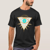 Third Eye Turquoise Blauw en Gouden Glitter Look T-shirt (Voorkant)