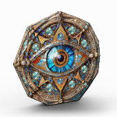 Third Eye - Turquoise Blauwe Gouden Mandala Fotoblokken (Links)