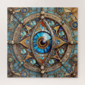 Third Eye - Turquoise Blauwe Gouden Mandala Legpuzzel (Horizontaal)