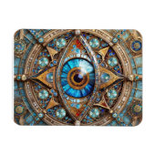 Third Eye - Turquoise Blauwe Gouden Mandala Magneet (Horizontaal)