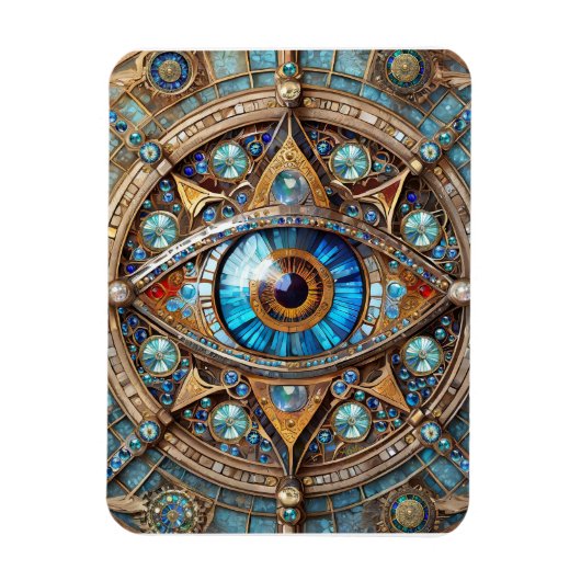 Third Eye - Turquoise Blauwe Gouden Mandala Magneet (Verticaal)