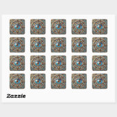 Third Eye - Turquoise Blauwe Gouden Mandala Vierkante Sticker (Vel)