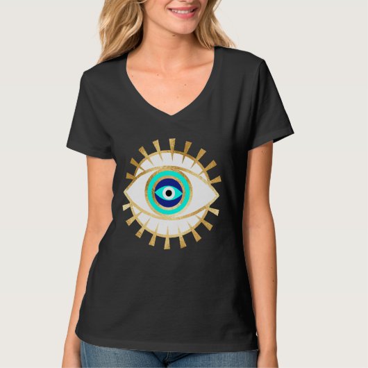 Third Eye Turquoise en Gold Glitter Look T-shirt (Voorkant)