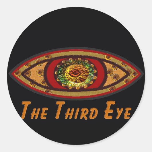 Third Eye - Zwarte print met bijschrift van Manda Ronde Sticker (Voorkant)