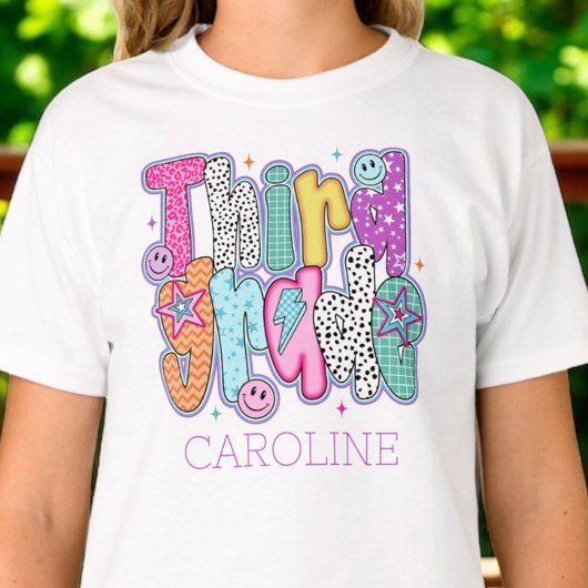 Third Grade First Day of School Coquette Custom T-shirt