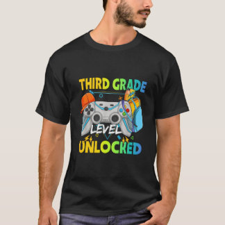 Third Grade Level Unlocked Gamer Back To School T-shirt