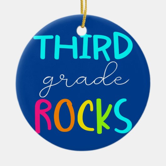 Third Grade Rocks Team 3rd Grade Teacher Keramisch Ornament (Voorkant)