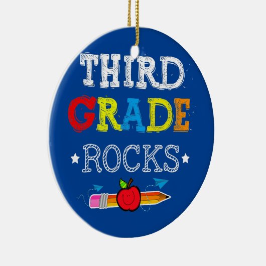 Third Grade Rocks Team 3rd Grade Teacher Keramisch Ornament (Rechts)