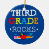 Third Grade Rocks Team 3rd Grade Teacher Keramisch Ornament (Voorkant)