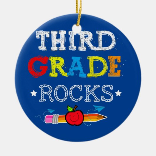 Third Grade Rocks Team 3rd Grade Teacher Keramisch Ornament (Voorkant)