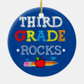Third Grade Rocks Team 3rd Grade Teacher Keramisch Ornament (Achterkant)